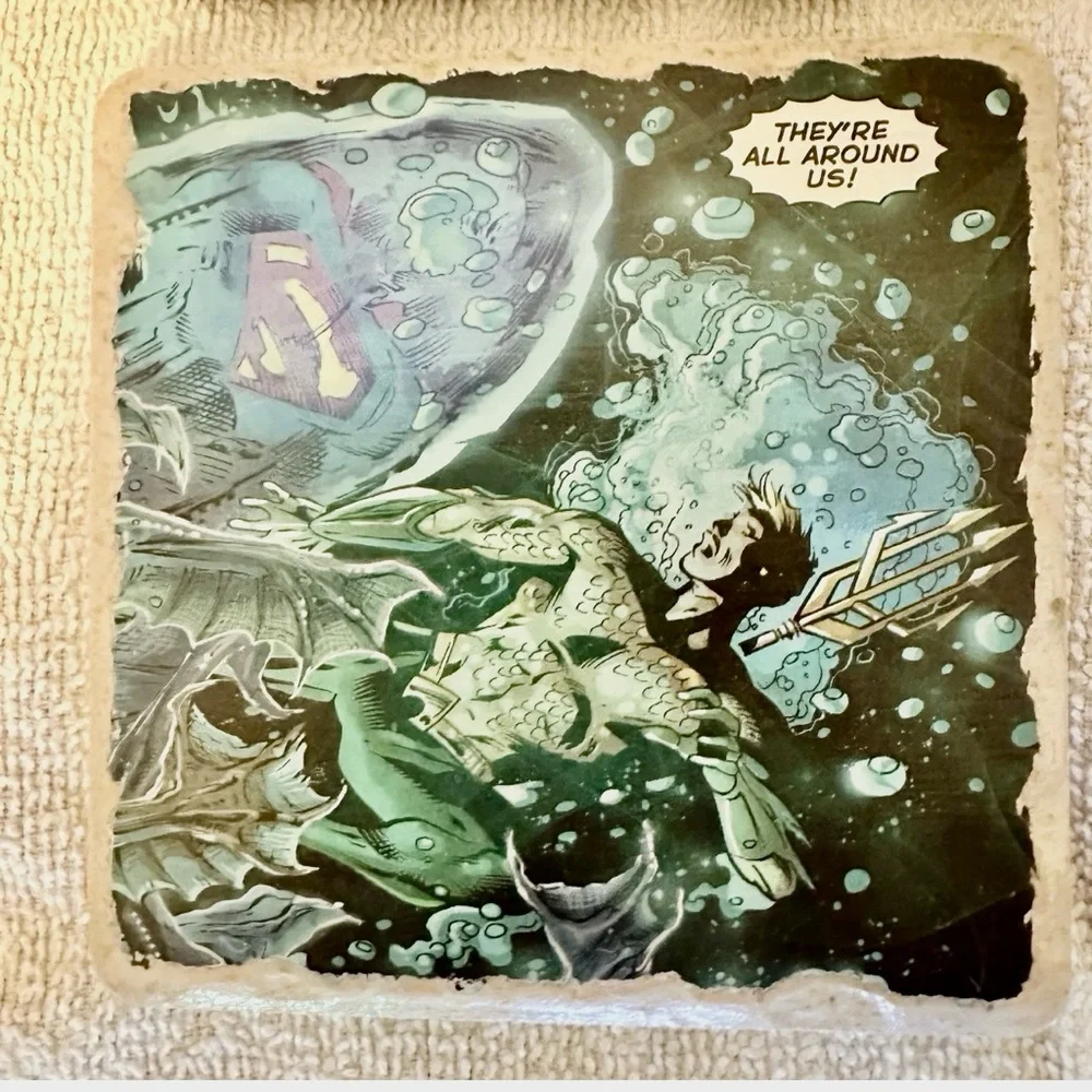 DC Comics Aquaman Justice League Tile Coasters Set of 4 Handmade